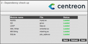 Centreon web setup